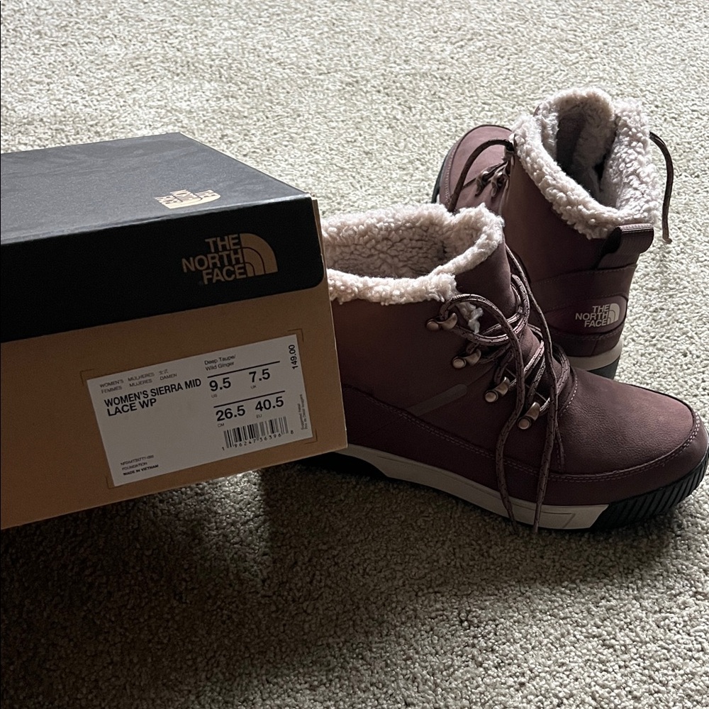The North Face Women's Lace-Up Mid Boots in Deep Taupe/Wild Ginger